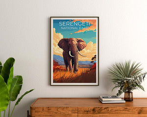 Serengeti National Park Travel Print African Safari Poster Elephant Wall Art  Africa Landscape Poster Home Decor Birthday Gift