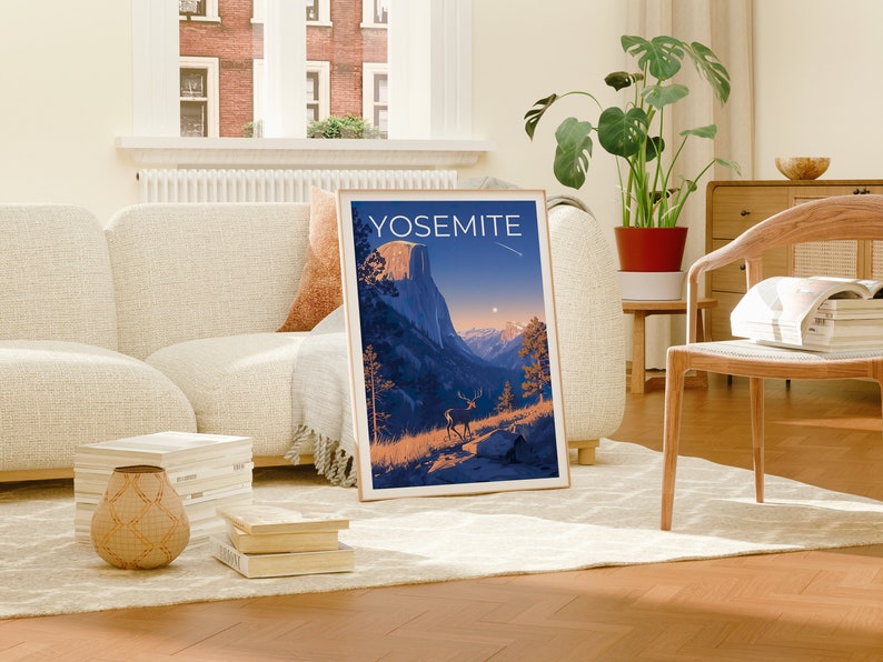 Affiche Yosemite, Impression Yosemite, Art du cerf, Impression Half Dome, Affiche Californie, Cadeau Yosemite, Impression Californie