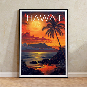 Hawaii Poster, Hawaii Print, Tropical Poster, Tropical Island Print, Hawaii Travel Poster, Hawaii Beach Poster