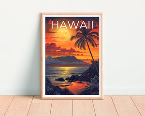 Hawaii Poster, Hawaii Print, Tropical Poster, Tropical Island Print, Hawaii Travel Poster, Hawaii Beach Poster