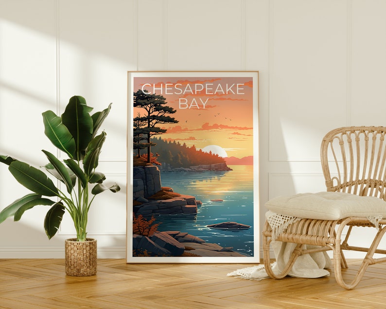 Chesapeake Bay Travel Poster, Virginia Wall Art, Delaware Print, Chesapeake Bay Poster, Maryland Poster, Chesapeake Bay Art