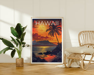 Hawaii Poster, Hawaii Print, Tropical Poster, Tropical Island Print, Hawaii Travel Poster, Hawaii Beach Poster