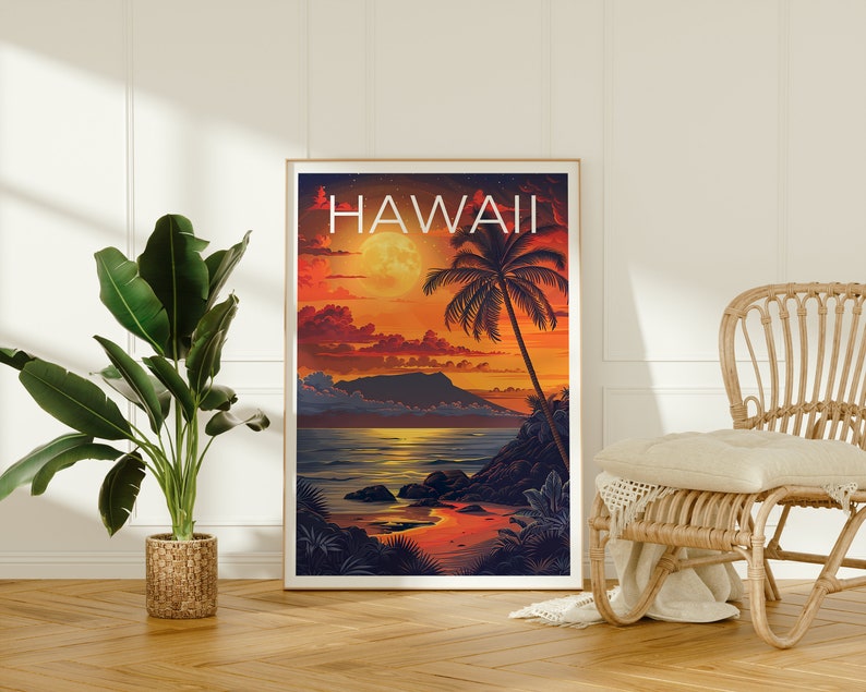 Hawaii Poster, Hawaii Print, Tropical Poster, Tropical Island Print, Hawaii Travel Poster, Hawaii Beach Poster