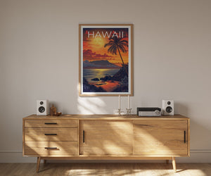 Hawaii Poster, Hawaii Print, Tropical Poster, Tropical Island Print, Hawaii Travel Poster, Hawaii Beach Poster