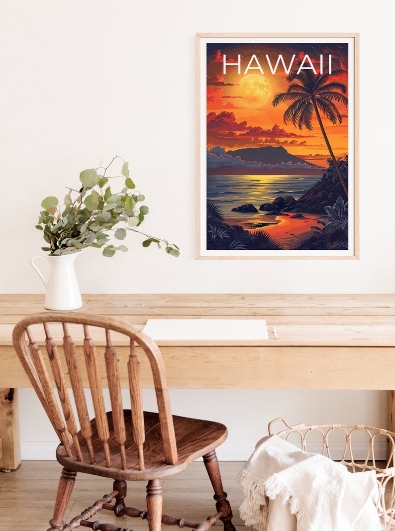 Hawaii Poster, Hawaii Print, Tropical Poster, Tropical Island Print, Hawaii Travel Poster, Hawaii Beach Poster