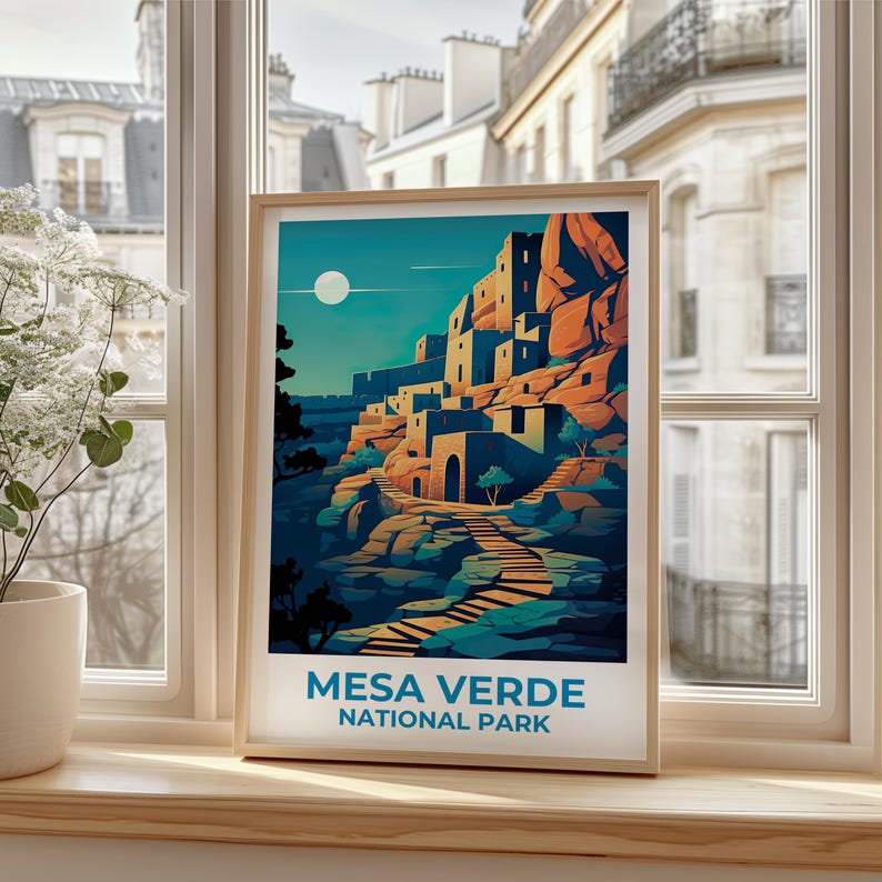 Mesa Verde National Park Travel Print Colorado Poster Cliff Dwelling Wall Art Mesa Verde Landscape Poster Home Decor Birthday Gift