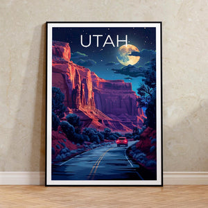 Utah Travel Print Capitol Reef National Park Poster Canyon Wall Art Southwest Illustration Utah Poster Home Decor Birthday Gift