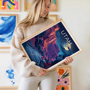 Utah Travel Print Capitol Reef National Park Poster Canyon Wall Art Southwest Illustration Utah Poster Home Decor Birthday Gift