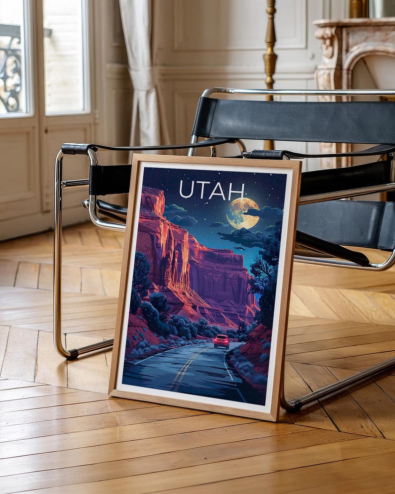 Utah Travel Print Capitol Reef National Park Poster Canyon Wall Art Southwest Illustration Utah Poster Home Decor Birthday Gift