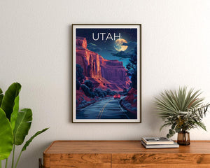 Utah Travel Print Capitol Reef National Park Poster Canyon Wall Art Southwest Illustration Utah Poster Home Decor Birthday Gift