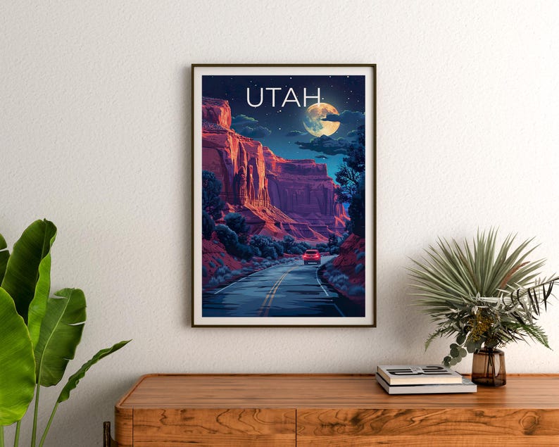 Utah Travel Print Capitol Reef National Park Poster Canyon Wall Art Southwest Illustration Utah Poster Home Decor Birthday Gift