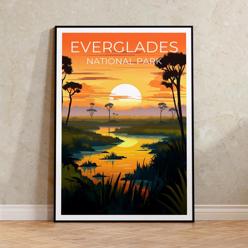 Affiche de voyage des Everglades, art mural de Floride, impression de Floride, affiche des Everglades, affiche de la nature sauvage, affiche de la nature, impression des Everglades