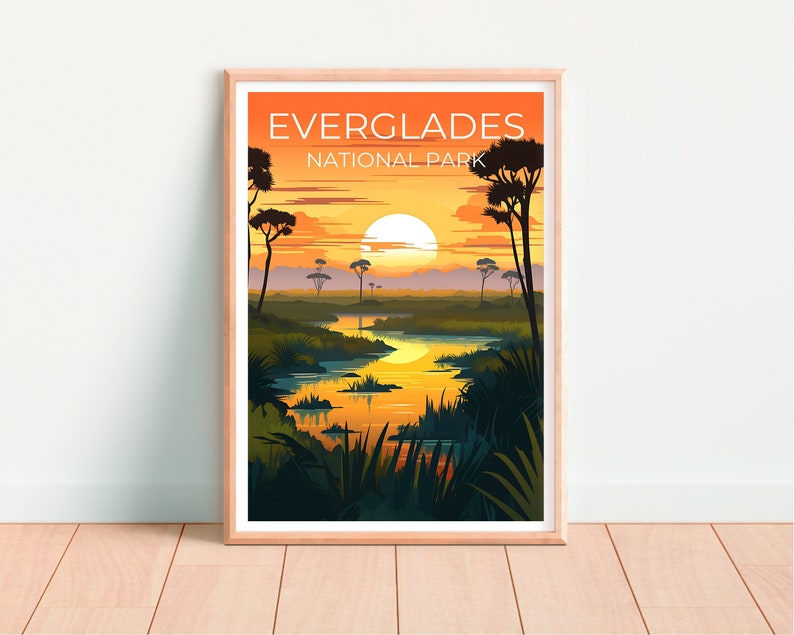 Affiche de voyage des Everglades, art mural de Floride, impression de Floride, affiche des Everglades, affiche de la nature sauvage, affiche de la nature, impression des Everglades