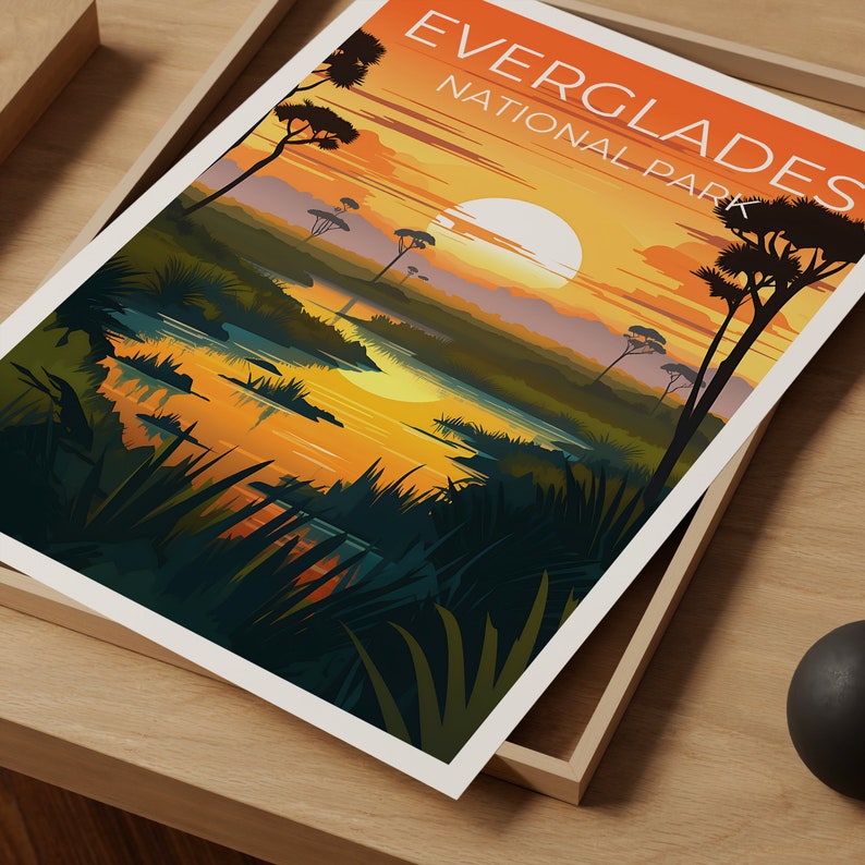 Affiche de voyage des Everglades, art mural de Floride, impression de Floride, affiche des Everglades, affiche de la nature sauvage, affiche de la nature, impression des Everglades