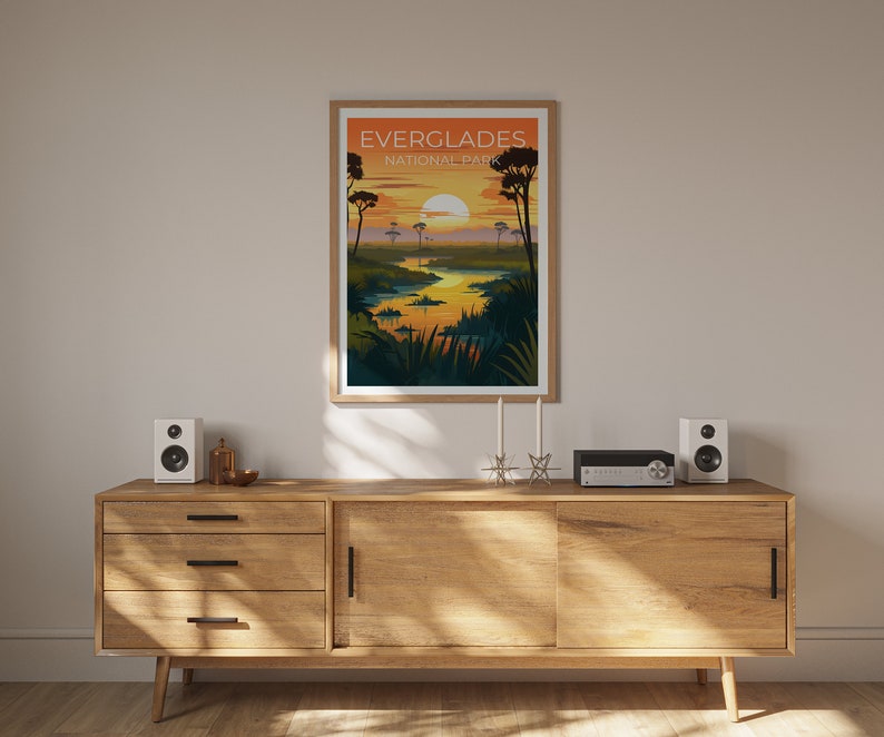 Affiche de voyage des Everglades, art mural de Floride, impression de Floride, affiche des Everglades, affiche de la nature sauvage, affiche de la nature, impression des Everglades