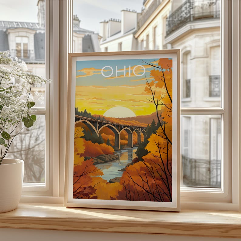 Ohio Travel Print, Cuyahoga Valley National Park Poster, Forest Wall Art, Ohio Poster, Home Decor, Birthday Gift