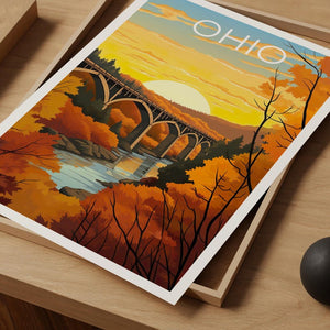Ohio Travel Print, Cuyahoga Valley National Park Poster, Forest Wall Art, Ohio Poster, Home Decor, Birthday Gift
