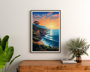 California Poster, California Print, Coast Art, Coast Print, California Travel Poster, Coast Poster, Coast Art
