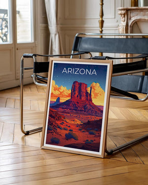 Arizona Travel Print, Monument Valley Poster, Southwest Wall Art, Desert Illustration, Arizona Poster, Home Decor, Birthday Gift