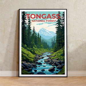 Tongass National Forest Travel Poster, Alaska Wall Art, Alaska Print, Tongass poster, Forest poster, Nature poster,