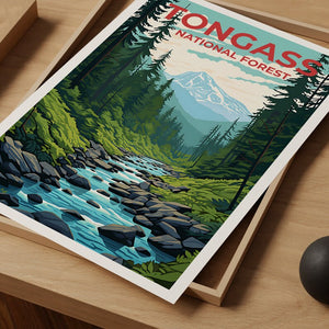 Tongass National Forest Travel Poster, Alaska Wall Art, Alaska Print, Tongass poster, Forest poster, Nature poster,