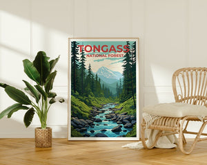 Tongass National Forest Travel Poster, Alaska Wall Art, Alaska Print, Tongass poster, Forest poster, Nature poster,