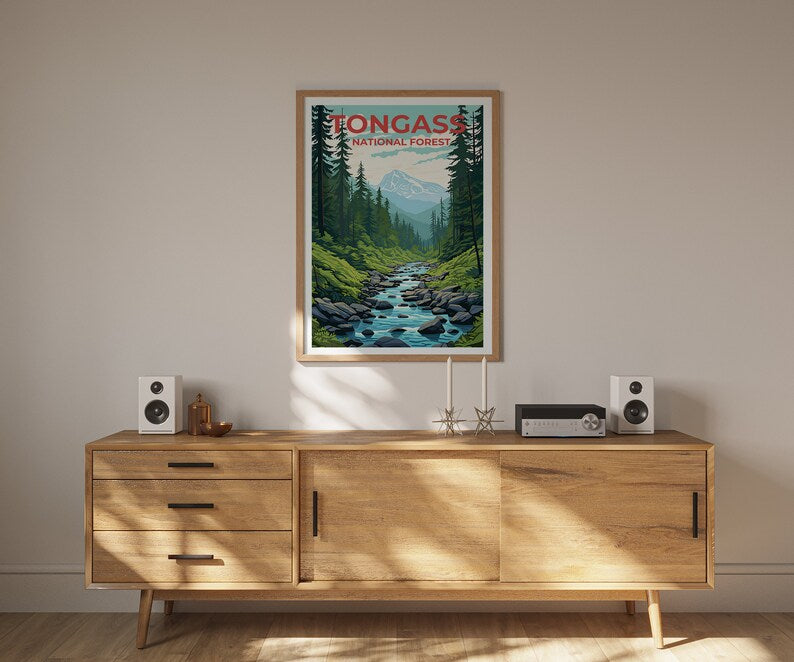 Tongass National Forest Travel Poster, Alaska Wall Art, Alaska Print, Tongass poster, Forest poster, Nature poster,