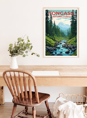 Tongass National Forest Travel Poster, Alaska Wall Art, Alaska Print, Tongass poster, Forest poster, Nature poster,