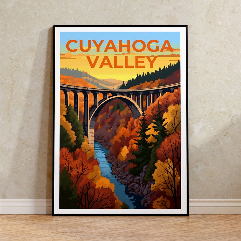 Affiche de voyage de la vallée de Cuyahoga, art mural de l'Ohio, impression de l'Ohio, affiche de la vallée de Cuyahoga, affiche de pont, affiche de la nature, art de la vallée de Cuyahoga