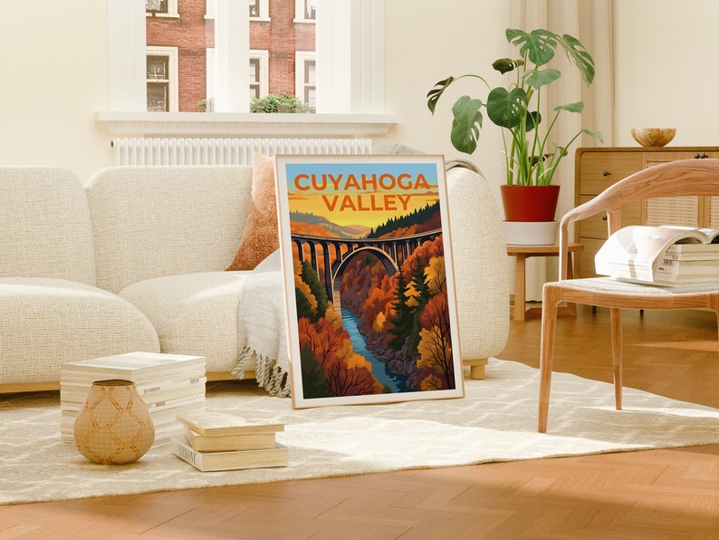 Affiche de voyage de la vallée de Cuyahoga, art mural de l'Ohio, impression de l'Ohio, affiche de la vallée de Cuyahoga, affiche de pont, affiche de la nature, art de la vallée de Cuyahoga