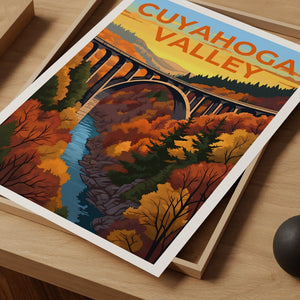 Affiche de voyage de la vallée de Cuyahoga, art mural de l'Ohio, impression de l'Ohio, affiche de la vallée de Cuyahoga, affiche de pont, affiche de la nature, art de la vallée de Cuyahoga