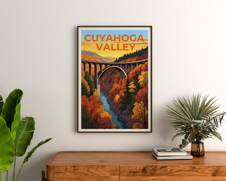 Affiche de voyage de la vallée de Cuyahoga, art mural de l'Ohio, impression de l'Ohio, affiche de la vallée de Cuyahoga, affiche de pont, affiche de la nature, art de la vallée de Cuyahoga