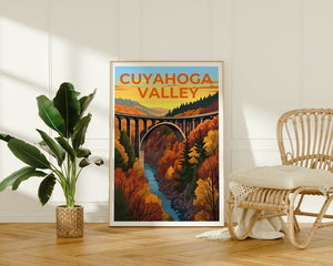 Affiche de voyage de la vallée de Cuyahoga, art mural de l'Ohio, impression de l'Ohio, affiche de la vallée de Cuyahoga, affiche de pont, affiche de la nature, art de la vallée de Cuyahoga