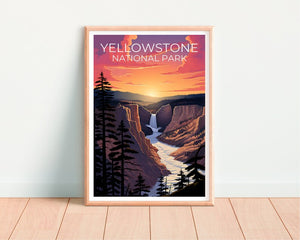 Affiche du parc national de Yellowstone, impression de Yellowstone, affiche du Wyoming, impression du Wyoming, affiche de voyage de Yellowstone, art du Wyoming