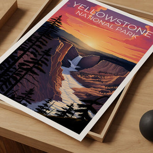 Affiche du parc national de Yellowstone, impression de Yellowstone, affiche du Wyoming, impression du Wyoming, affiche de voyage de Yellowstone, art du Wyoming