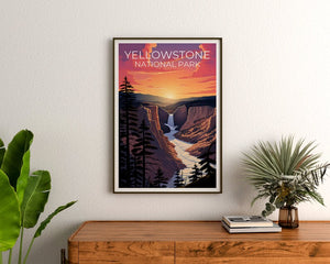 Affiche du parc national de Yellowstone, impression de Yellowstone, affiche du Wyoming, impression du Wyoming, affiche de voyage de Yellowstone, art du Wyoming