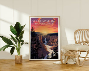 Affiche du parc national de Yellowstone, impression de Yellowstone, affiche du Wyoming, impression du Wyoming, affiche de voyage de Yellowstone, art du Wyoming