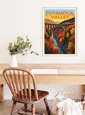 Affiche de voyage de la vallée de Cuyahoga, art mural de l'Ohio, impression de l'Ohio, affiche de la vallée de Cuyahoga, affiche de pont, affiche de la nature, art de la vallée de Cuyahoga