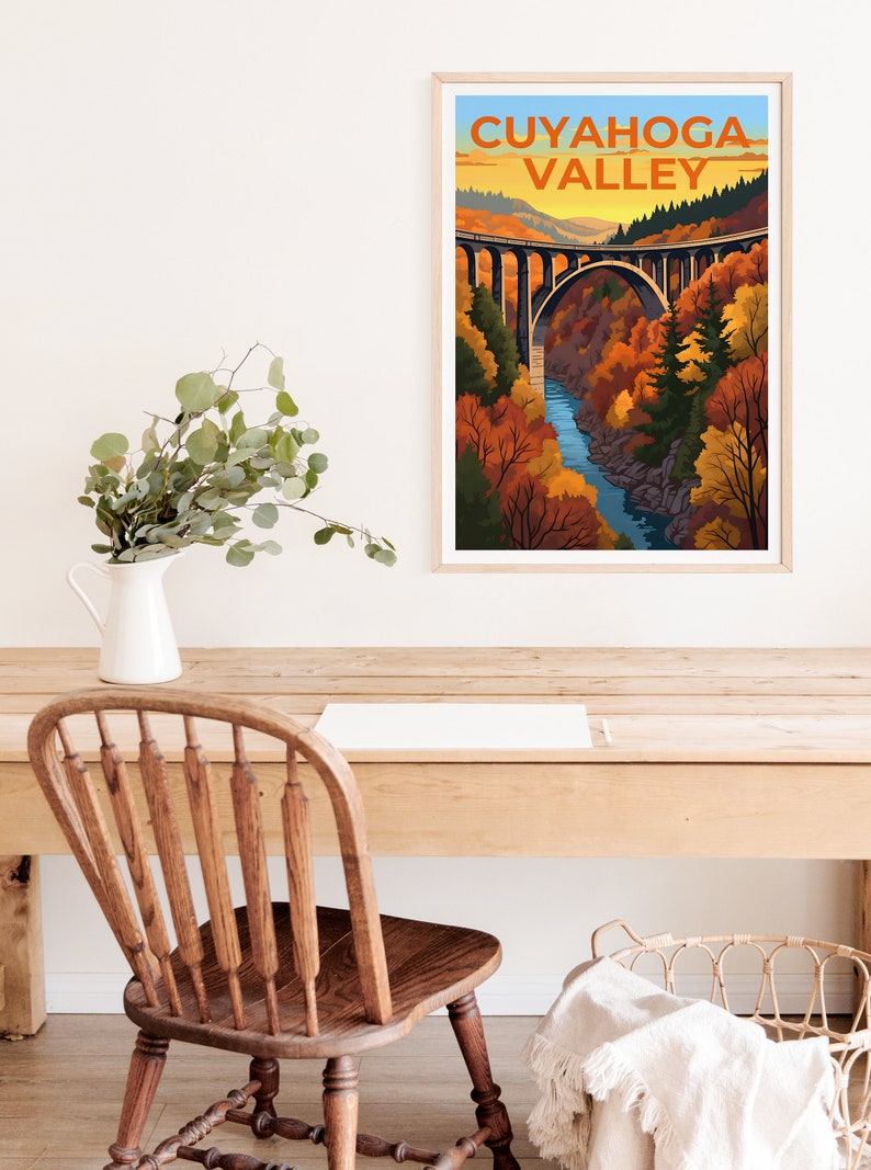 Affiche de voyage de la vallée de Cuyahoga, art mural de l'Ohio, impression de l'Ohio, affiche de la vallée de Cuyahoga, affiche de pont, affiche de la nature, art de la vallée de Cuyahoga