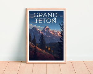 Affiche de voyage Grand Teton, art mural Wyoming, impression Wyoming, affiche Grand Teton, affiche Wyoming, impression Grand Teton