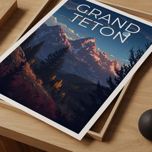 Affiche de voyage Grand Teton, art mural Wyoming, impression Wyoming, affiche Grand Teton, affiche Wyoming, impression Grand Teton