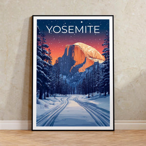 Affiche du parc national de Yosemite, impression de Californie, affiche Half Dome, affiche de la forêt, cadeau de Yosemite, affiche de Californie