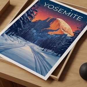 Affiche du parc national de Yosemite, impression de Californie, affiche Half Dome, affiche de la forêt, cadeau de Yosemite, affiche de Californie