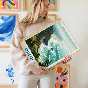 Oregon Travel Print Coast Poster Beach Wall Art West Coast Illustration Oregon Poster Home Decor Birthday Gift