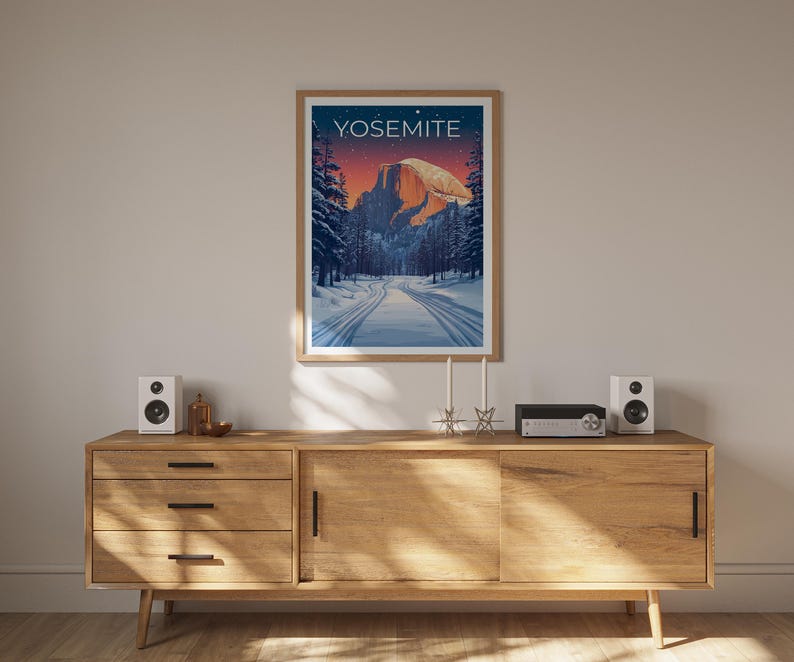 Affiche du parc national de Yosemite, impression de Californie, affiche Half Dome, affiche de la forêt, cadeau de Yosemite, affiche de Californie