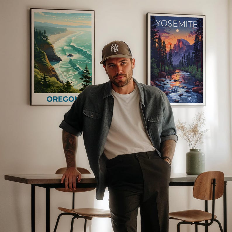 Oregon Travel Print Coast Poster Beach Wall Art West Coast Illustration Oregon Poster Home Decor Birthday Gift