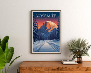 Affiche du parc national de Yosemite, impression de Californie, affiche Half Dome, affiche de la forêt, cadeau de Yosemite, affiche de Californie