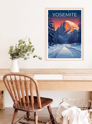 Affiche du parc national de Yosemite, impression de Californie, affiche Half Dome, affiche de la forêt, cadeau de Yosemite, affiche de Californie