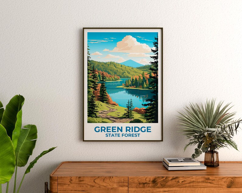 Green Ridge State Forest Travel Print Maryland Poster Forest Wall Art Mountain Illustration Green Ridge Poster Home Decor Birthday Gift