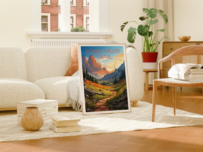 John Muir Trail Poster, Sierra Nevada Druck, Sierra Nevada Kunst, Wanderdruck, Sierra Nevada Reiseposter, Wanderposter